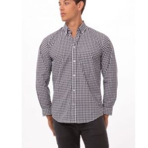 ChefWorks l Bundle of 2 Gingham Button Up Dress Shirts Size Medium